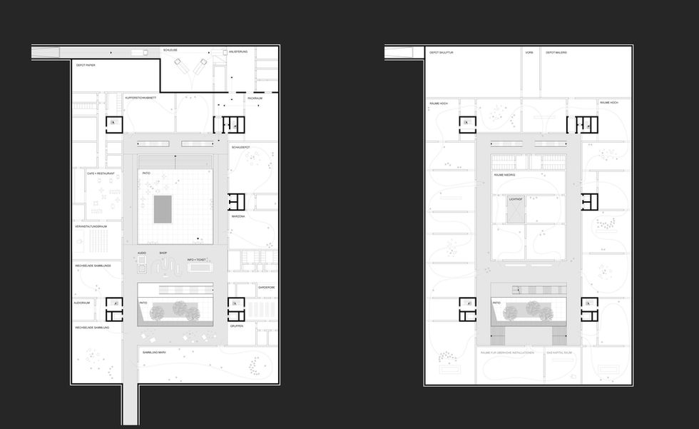 Wettbewerb Museum des 20. Jahrhunderts Grundriss U1 und U2