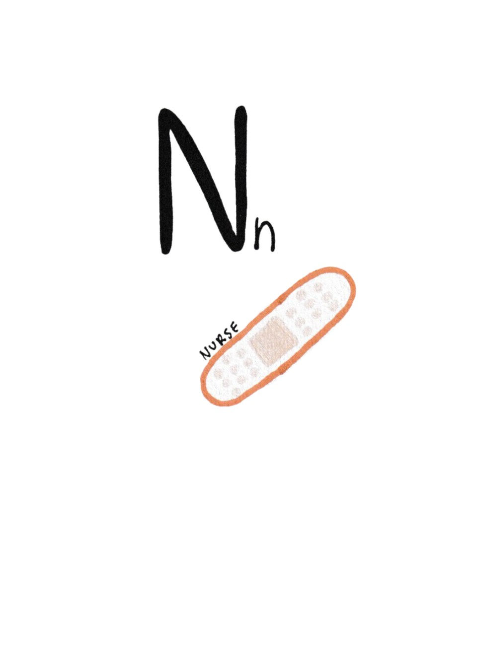 N is for Nurse Card – hand-drawn A6 greeting card by Dessie Designs