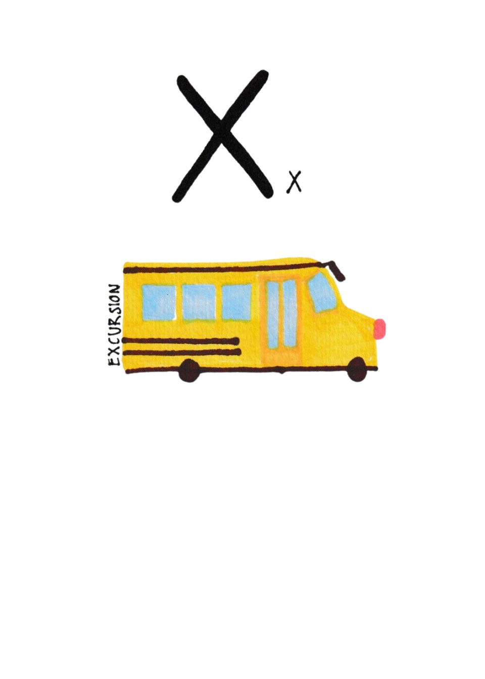 X is for Excursion Card – hand-drawn A6 greeting card by Dessie Designs