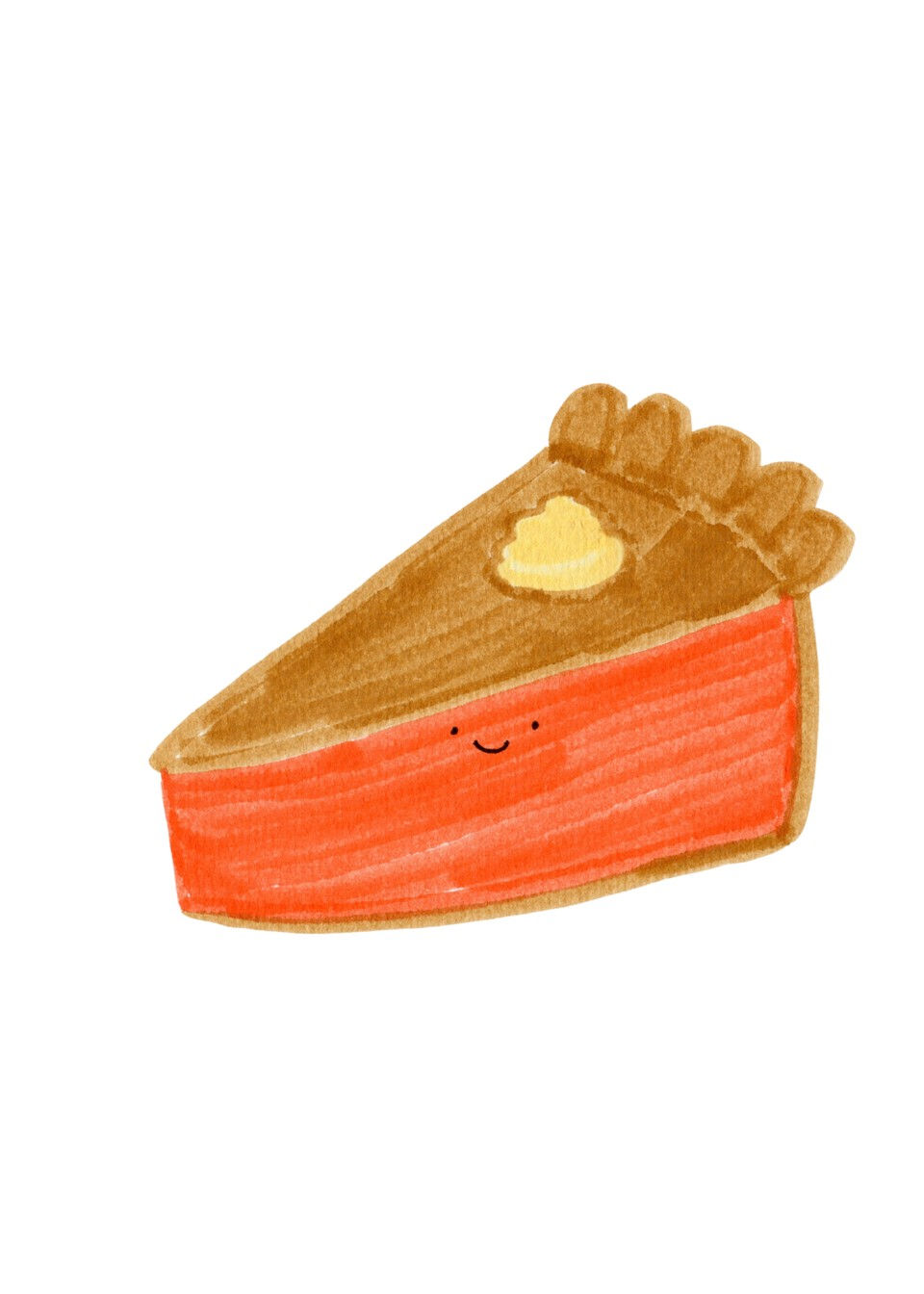Pumpkin Pie Slice Card – hand-drawn A6 greeting card by Dessie Designs