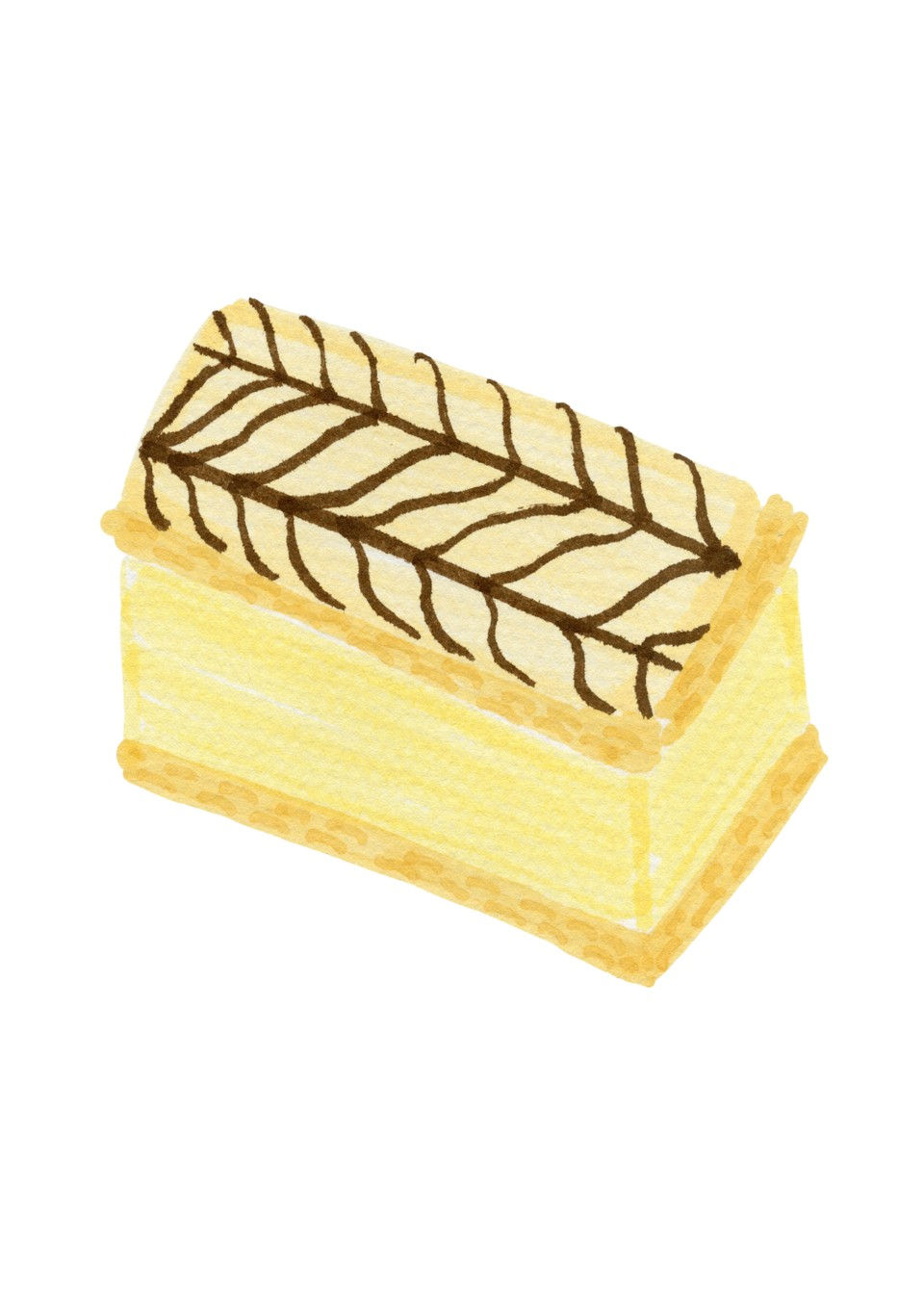 Custard Vanilla Slice Card – hand-drawn A6 greeting card by Dessie Designs