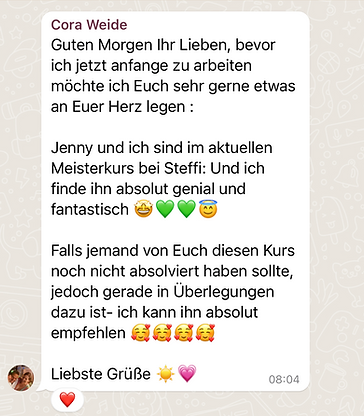 Feedback von Cora Weide zum Shine Your Light Meisterkurs