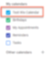A screenshot showing the primary calendar in a Google account.