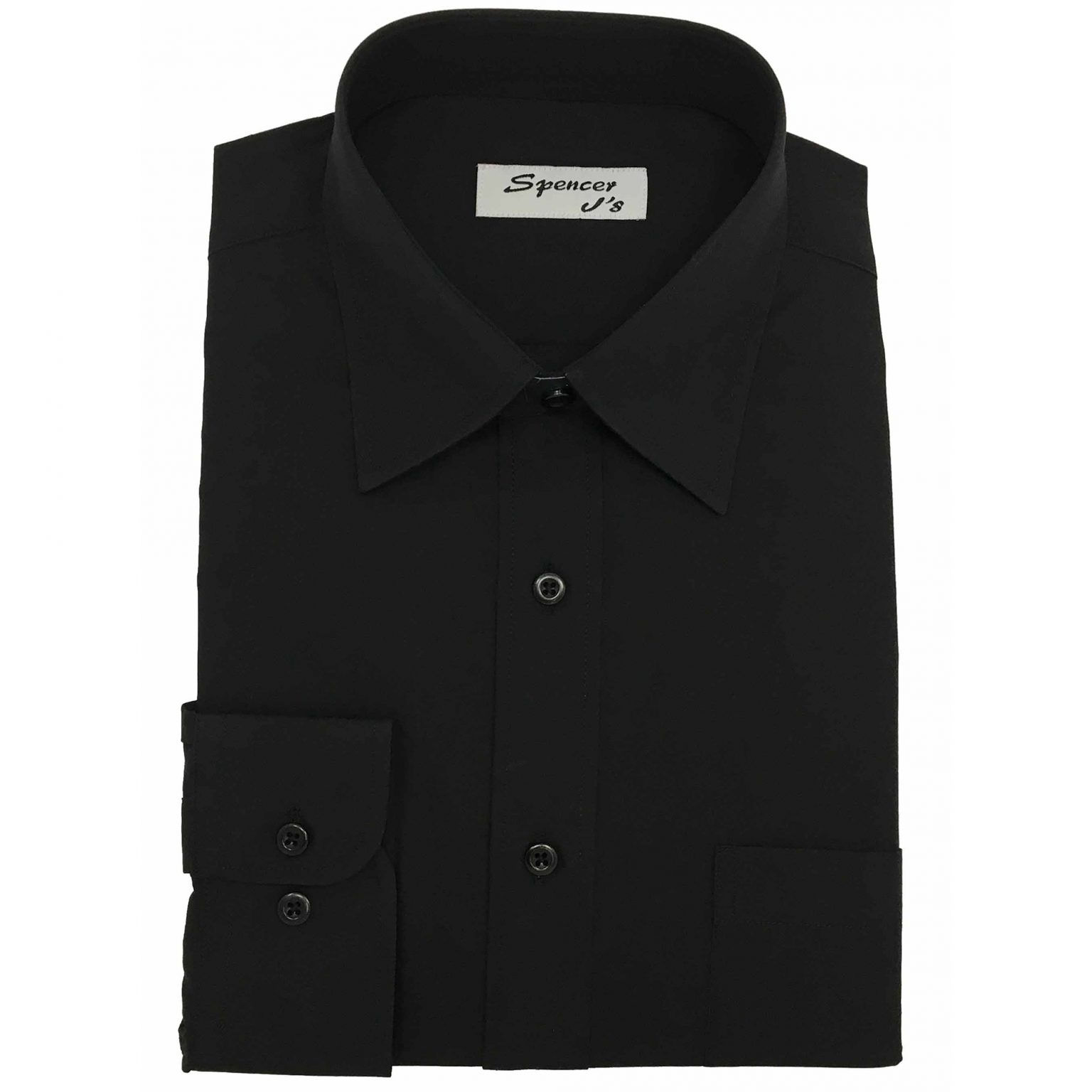 Men’s Deluxe Black Microfiber Slim Fit Dress Shirt Formal Laydown Collar