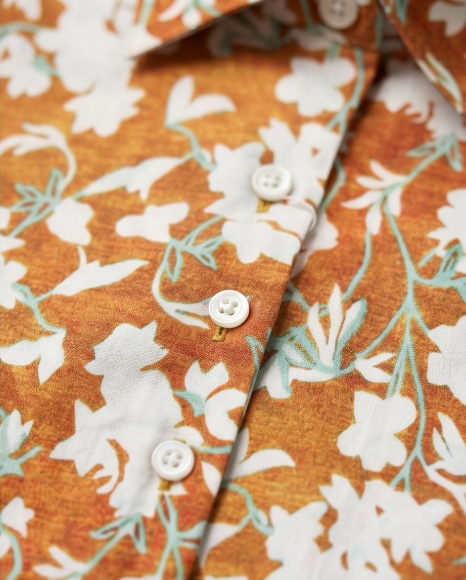 縮圖：Earthy Bloom Print Fitted Cotton Shirt