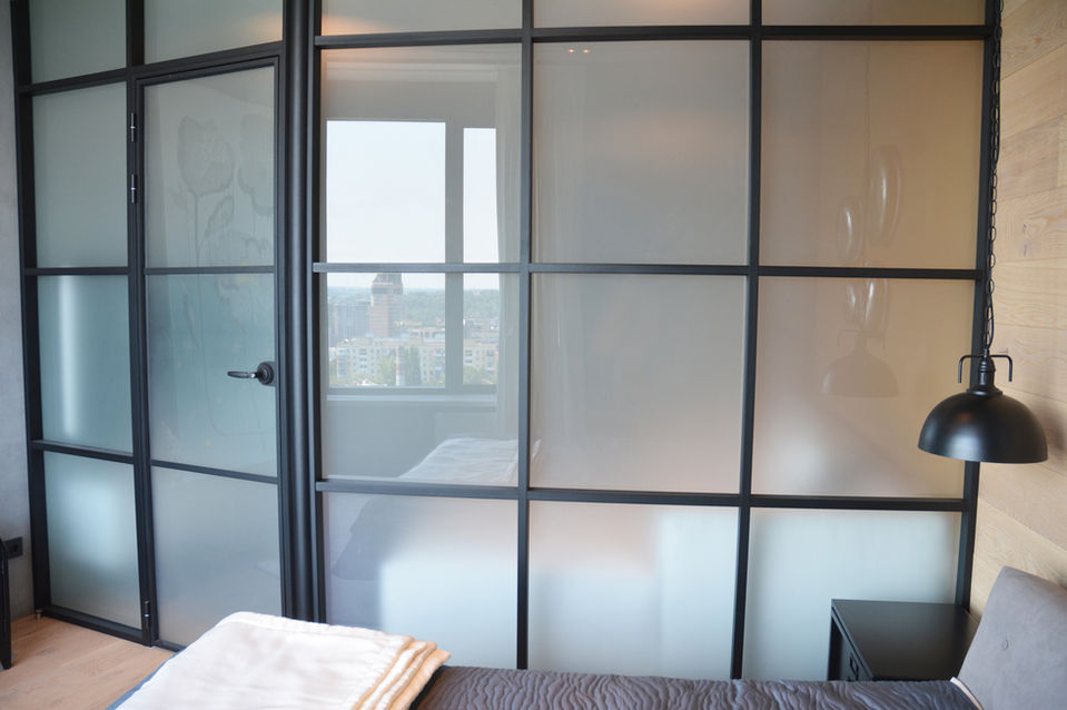 Office door with 3M Fasara Window Film installed. 
