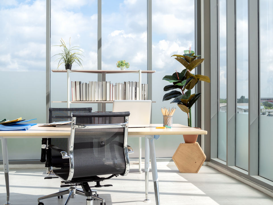 Bayfront office with 3M frosted window tint