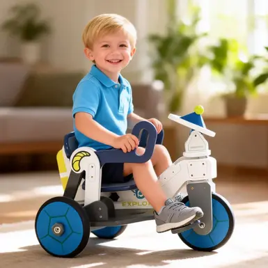 Design de Cosmos Ride On, un véhicule en bois pour enfant par BY Design Studio, agence de design industriel pour la société Asweets.