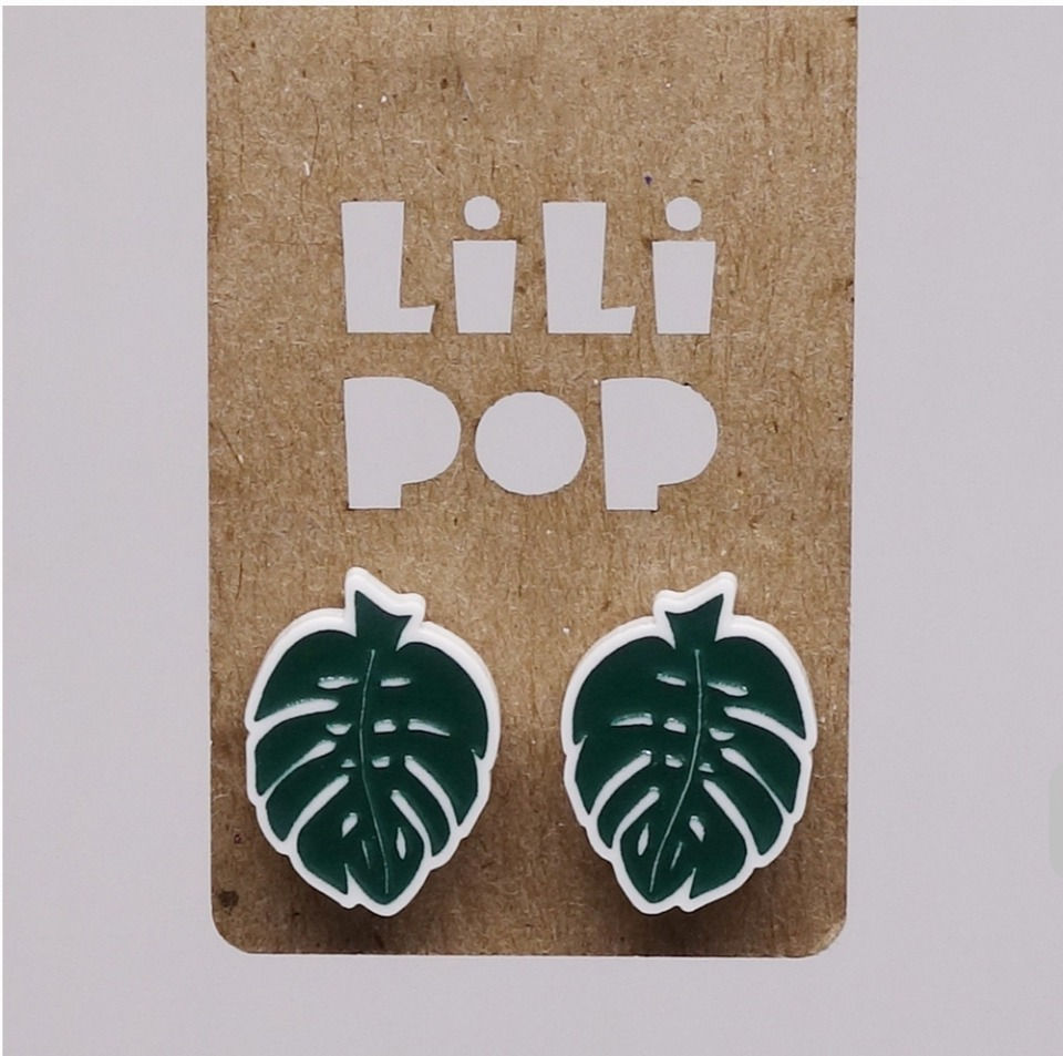 Boucles d'oreilles Lilipop, Feuille Monstera, LILI0715