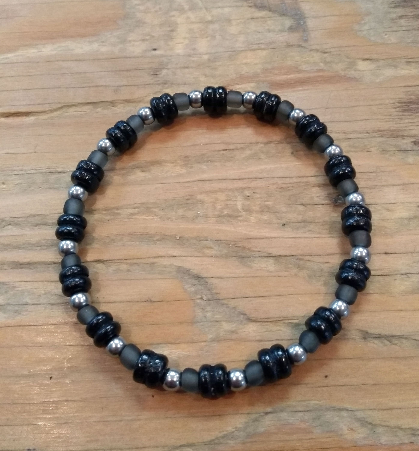 Bracelet pour garçon: Noir, gris et argent