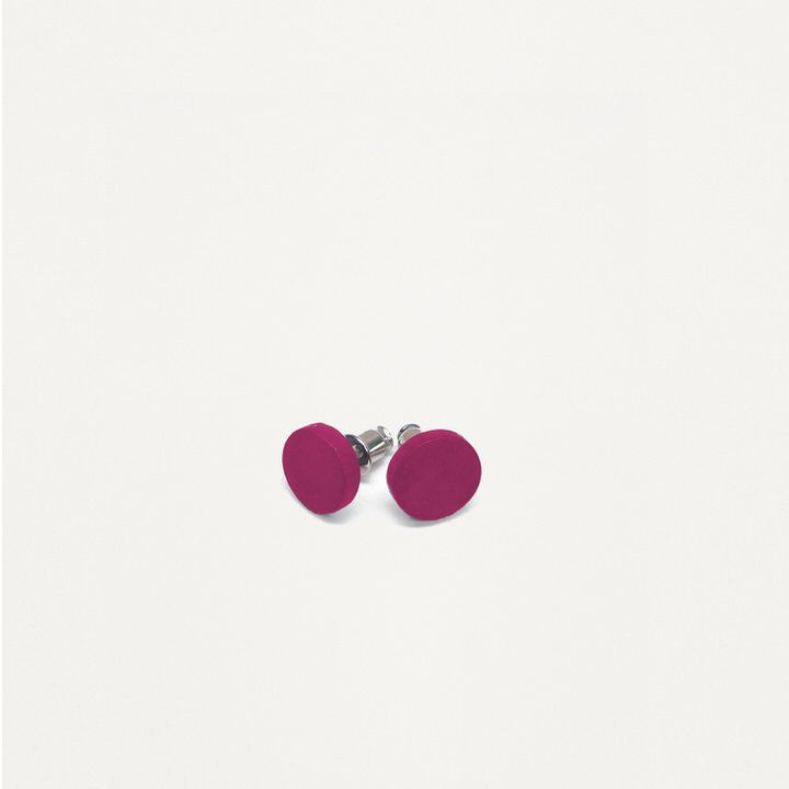 Boucles d'oreilles Caracol, bouton de bois sur tige, rose, 2001-FUS