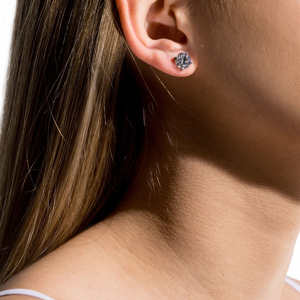 Miniature : Boucles d'oreilles Mia, Pierre cz rond 8mm, Acier inoxydable, Argent