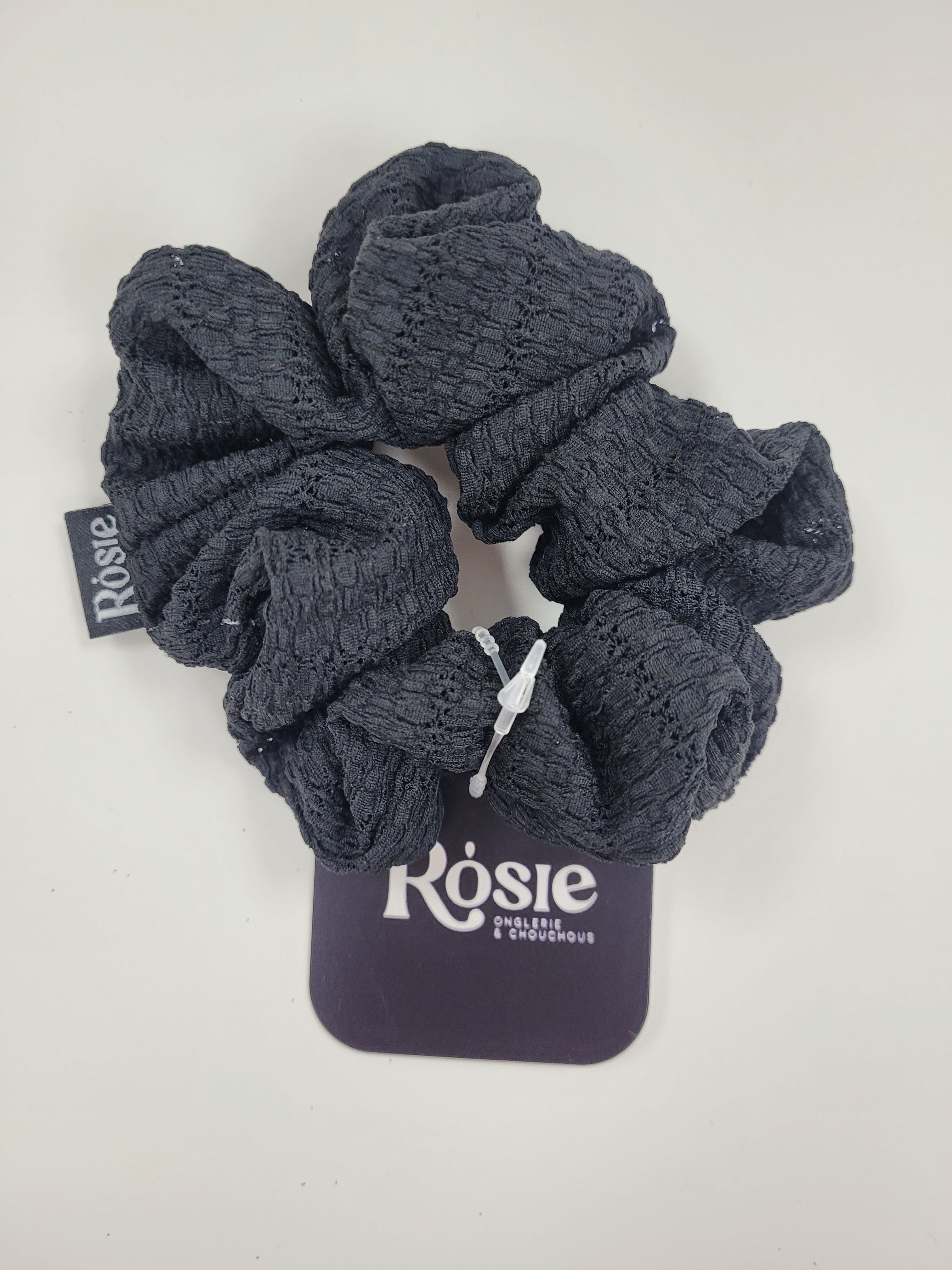 Élastique à cheveux Rosie, XXL, noir texturé