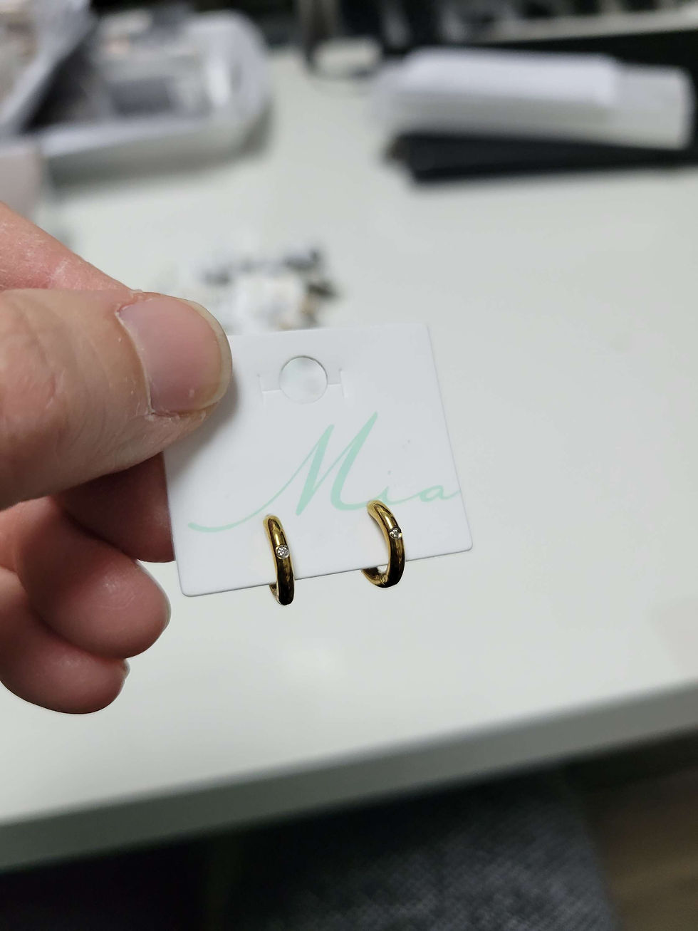 Miniature : Boucles d'oreilles Mia, dormeuses Simple - 8 mm, or, Acier inoxydable
