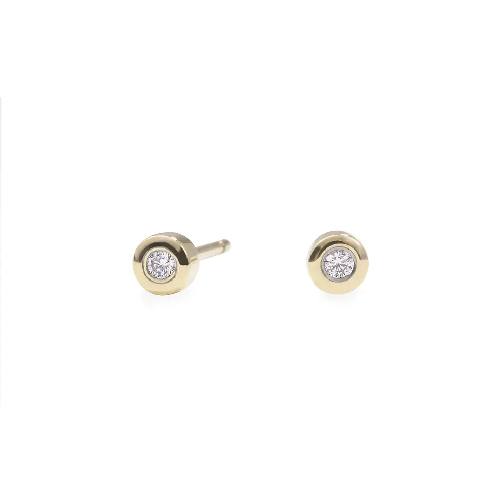 Boucles d'oreilles Mia, pierre ronde 3mm, Acier inoxydable, Or
