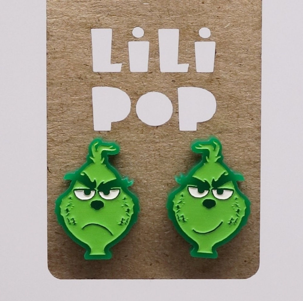 Boucles d'oreilles Lilipop, "Grinch", LILI1012