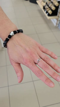 Miniature : Bracelet élastique en pierre naturelle "Mom"