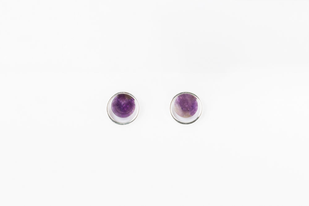 Boucles d'oreilles Caracol avec pierre naturelle, 2559-PUR-S