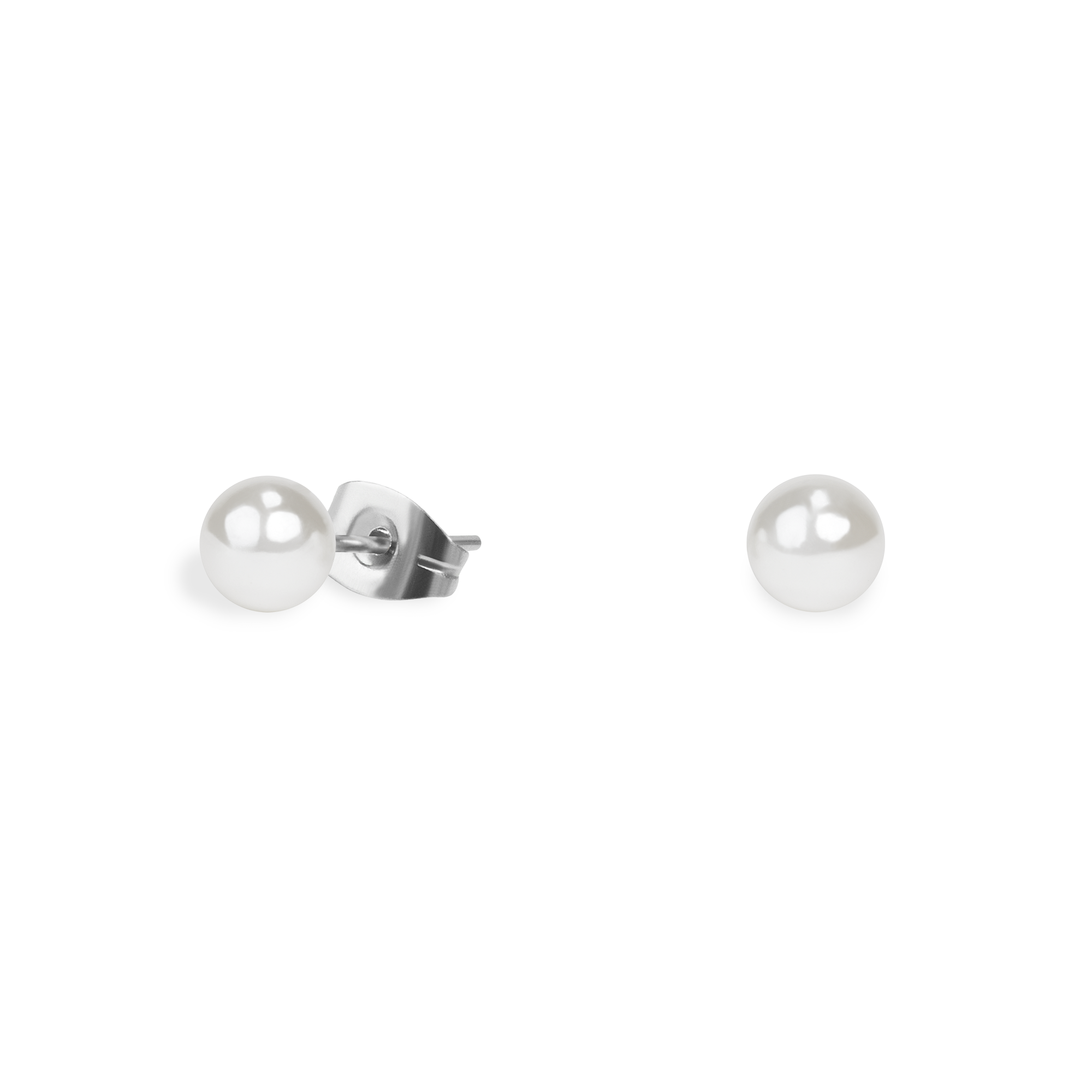 Boucles oreilles perle 5 mm , Acier inoxydable, Argenté