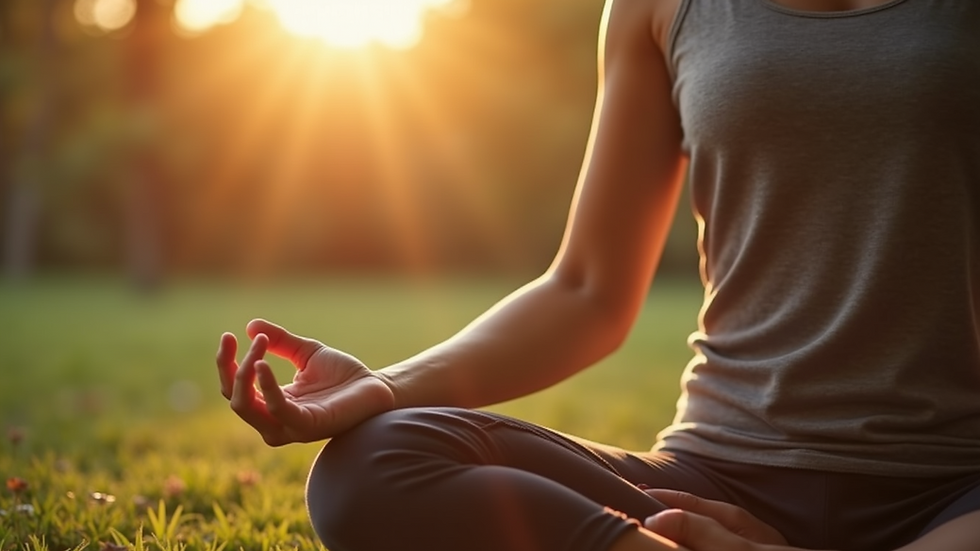 Close-up of a person practicing deep breathing outdoors