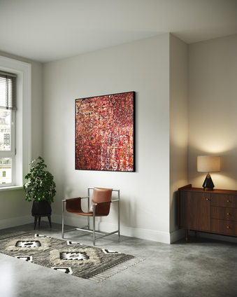 Abstract painting Ember Mirage in daylight in a homely setting