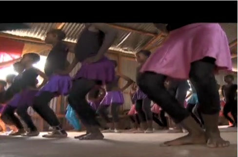 Kenyan children go through ballet class in the Mathare slums