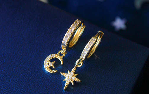 Mini Star Moon Earrings