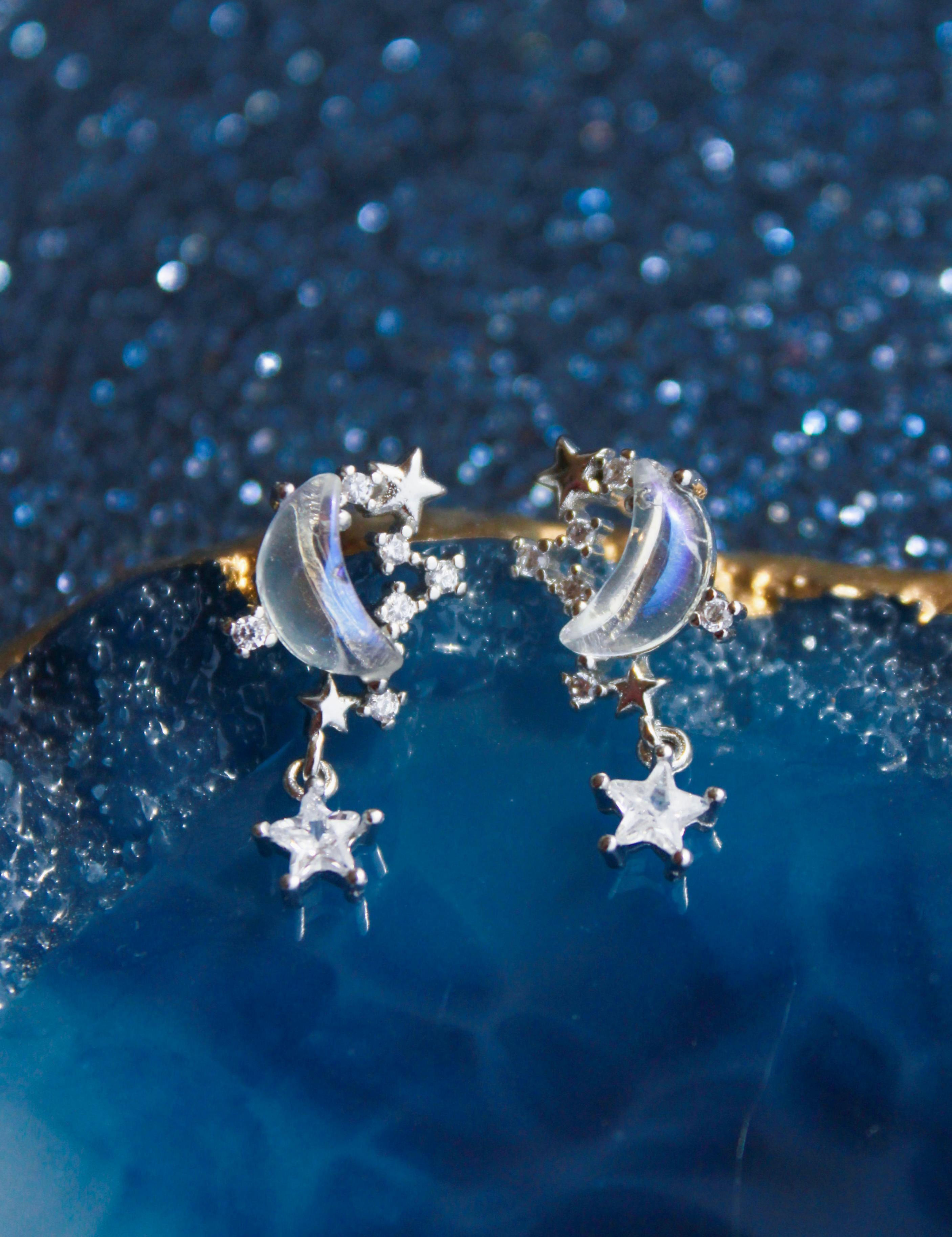 Crescent Crystal Earrings