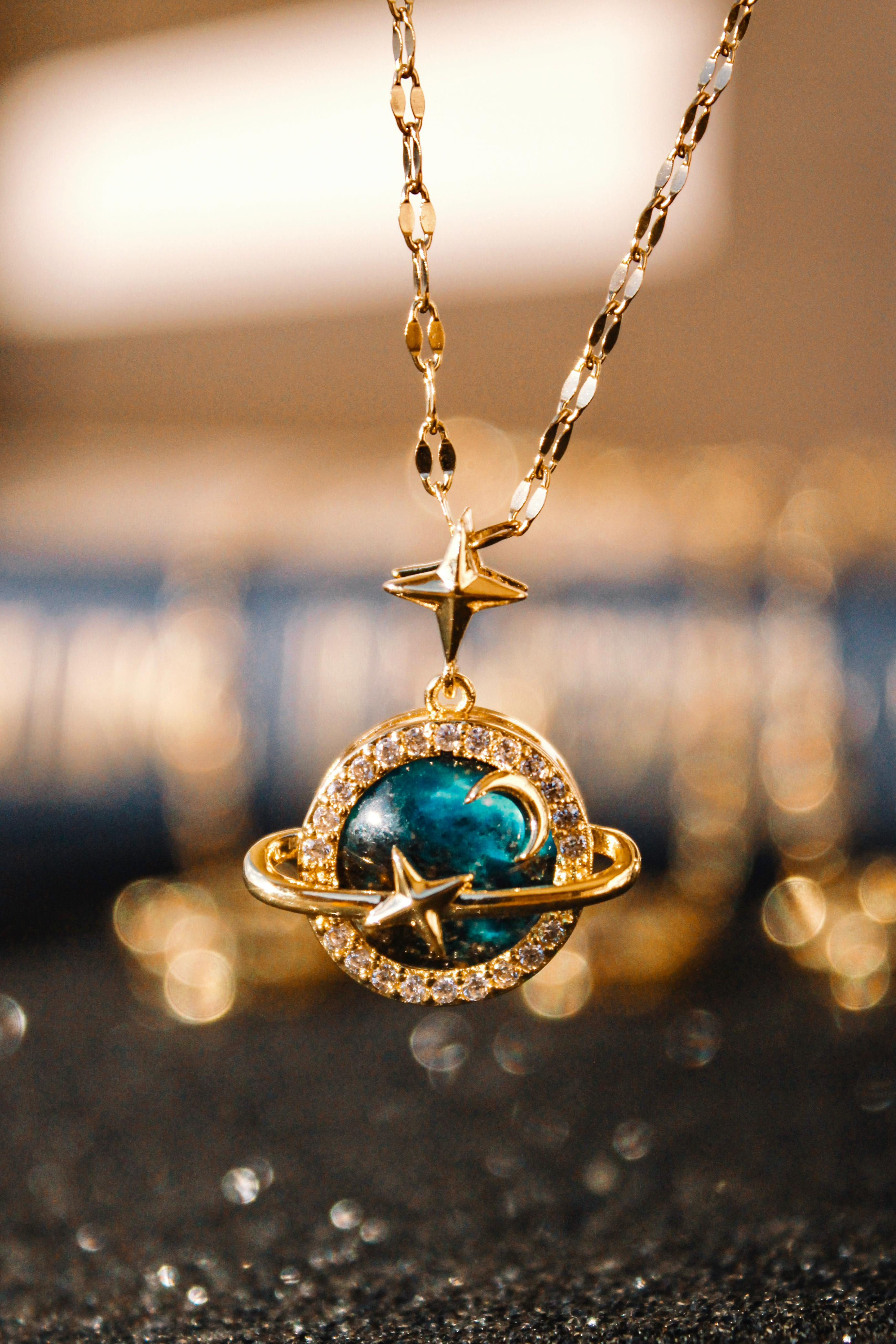 Gold Celestial Saturn Necklace