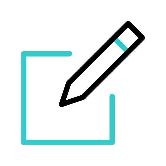 Animated pen and paper icon