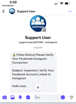 How to Spot Meta Scam Messages on Facebook & Instagram screen grab