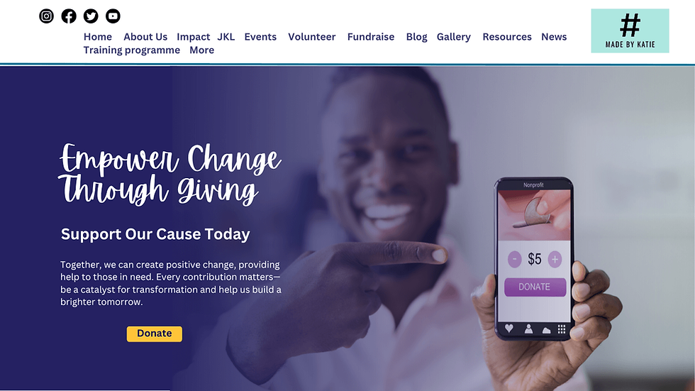 an example of a charity website with a bad navigation menu