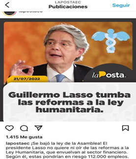 GUILLERMO LASSO TUMBA LAS REFORMAS A LA LEY HUMANITARIA