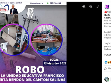 ROBO EN UNIDAD EDUCATIVA DEL CANTÓN SALINAS