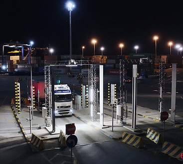 Visy automated gate system with Optical Character Recognition technology scanning a truck's cargo