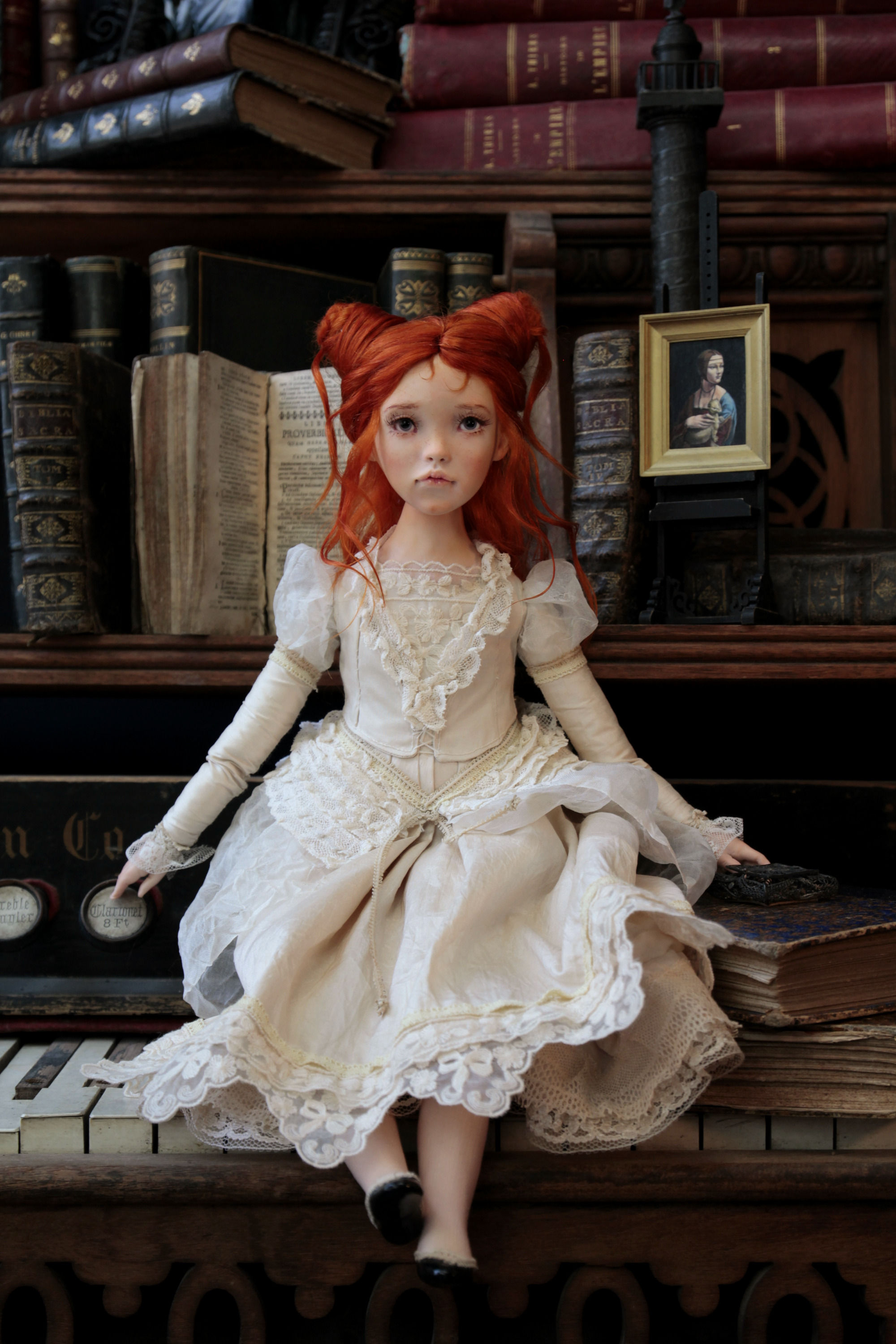 art doll, poupée de collection d'artiste en dentelle