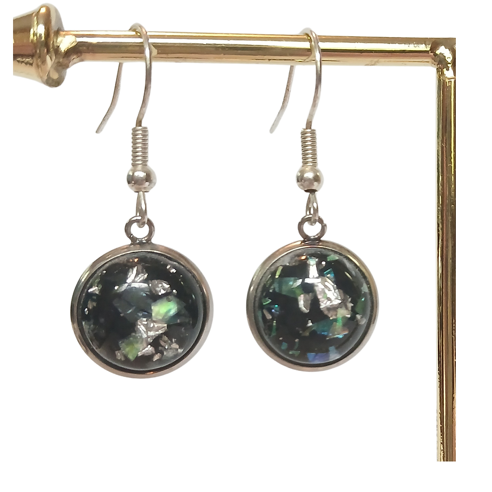 Thumbnail: Glass Confetti Foil Cabochon Earrings