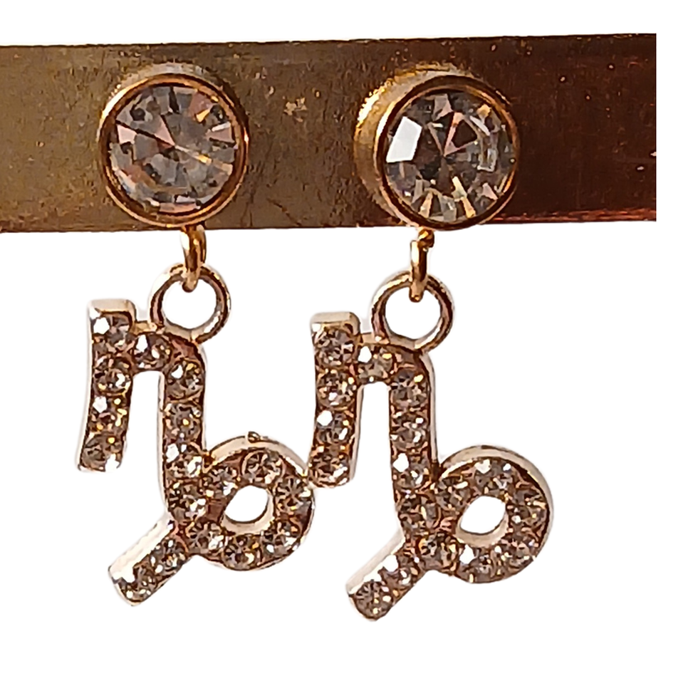 Thumbnail: Pave Rhinestone Zodiac Symbol Earrings