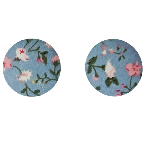 Thumbnail: Handmade Vintage Fabric Button Earrings-Large