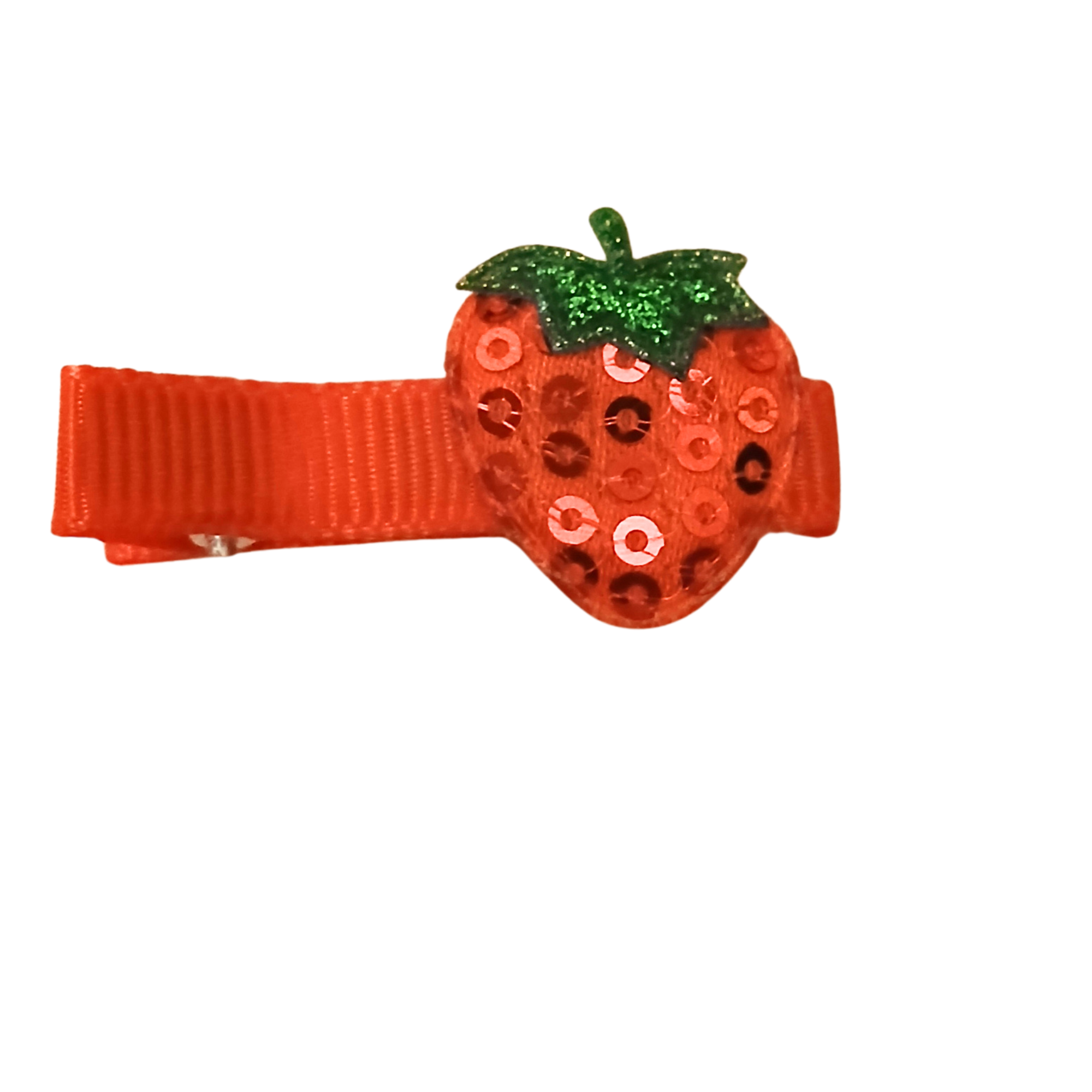 Hair Clip with Sparkly Fabric Strawberry
