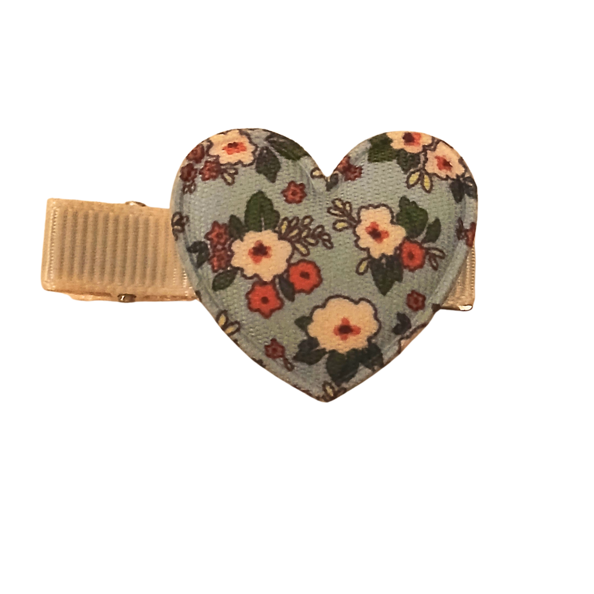 Hair Clip with Patterned Fabric Heart