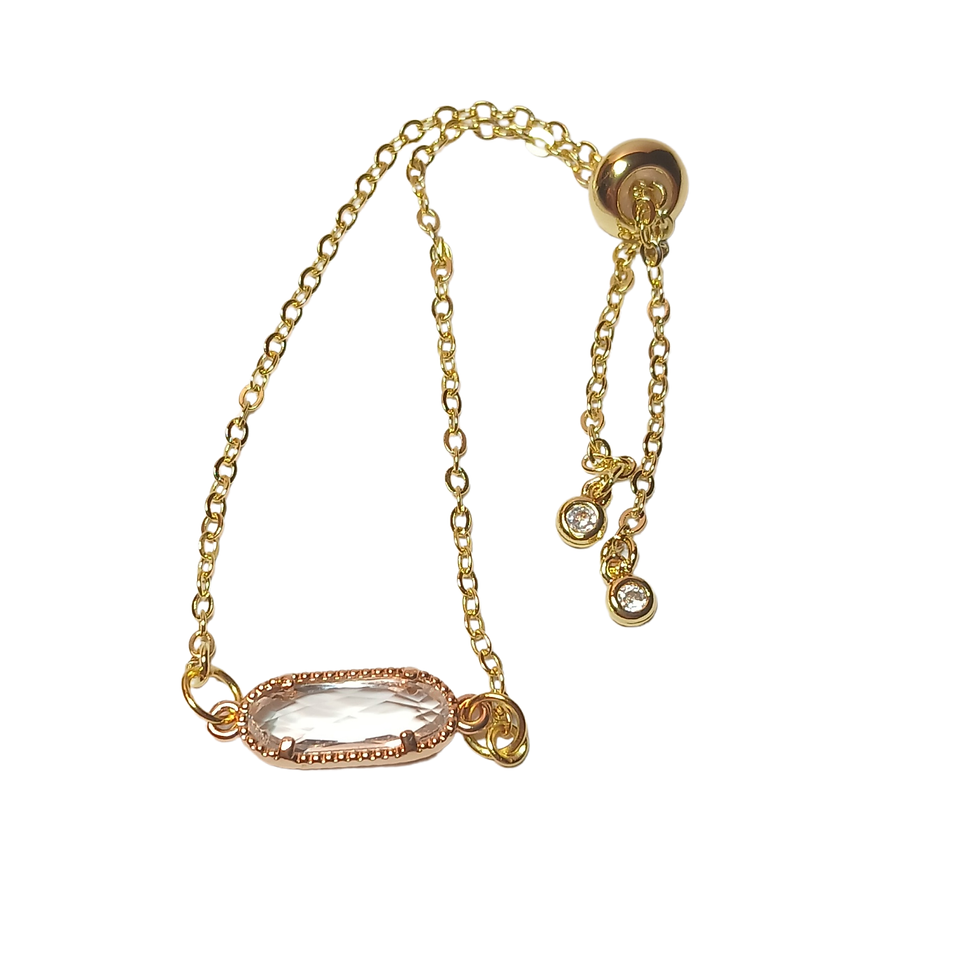 Thumbnail: Slider Bracelet with Faceted Oval Glass