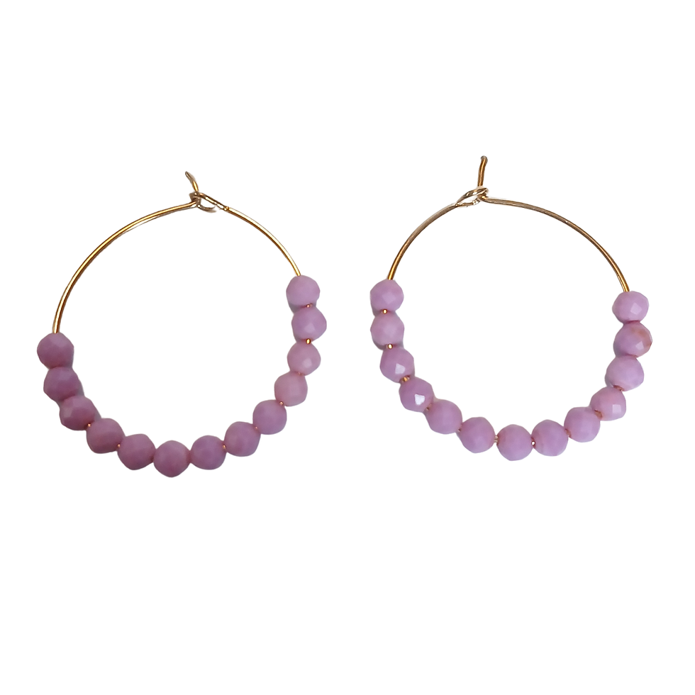 Thumbnail: Round Glass  Bead Hoops, More Colors!
