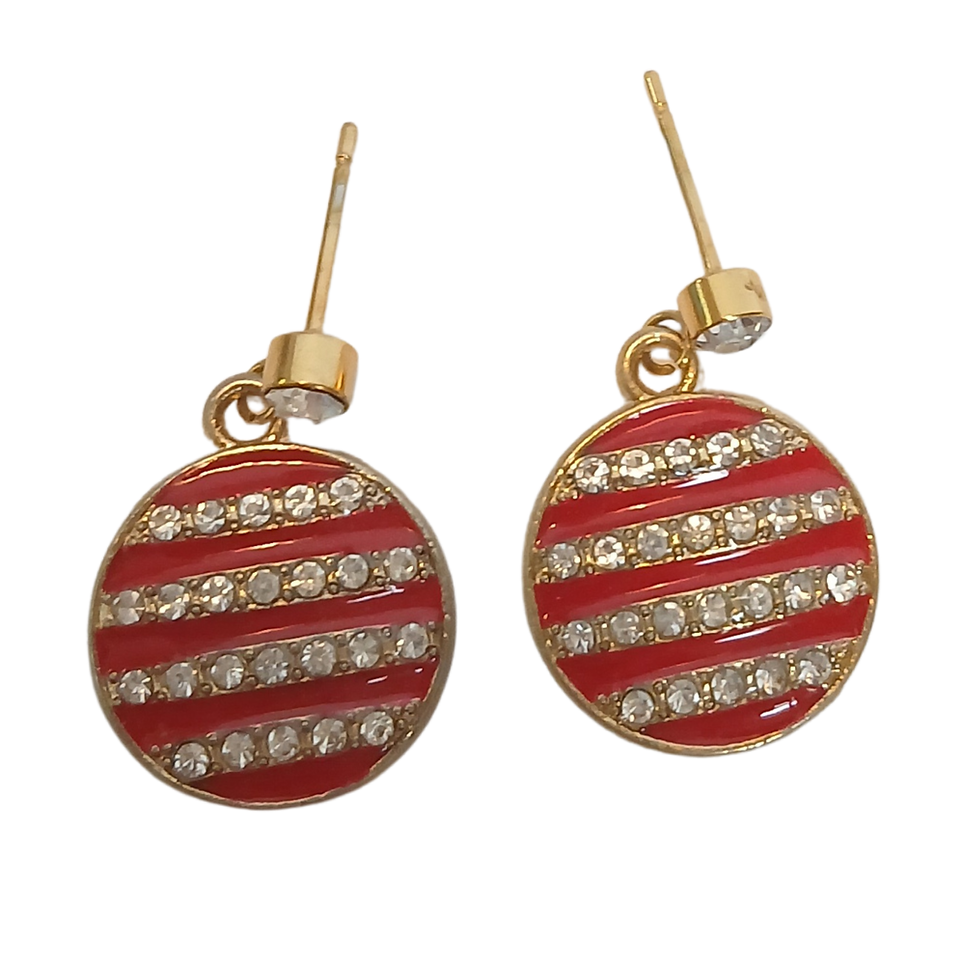 Thumbnail: Enamel and Rhinestone Stripe Earrings