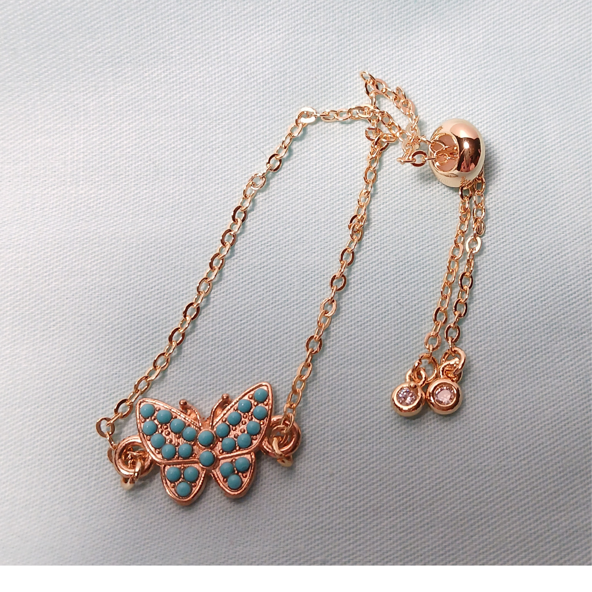 Slider Bracelet with Turquoise Bead Butterfly Charm