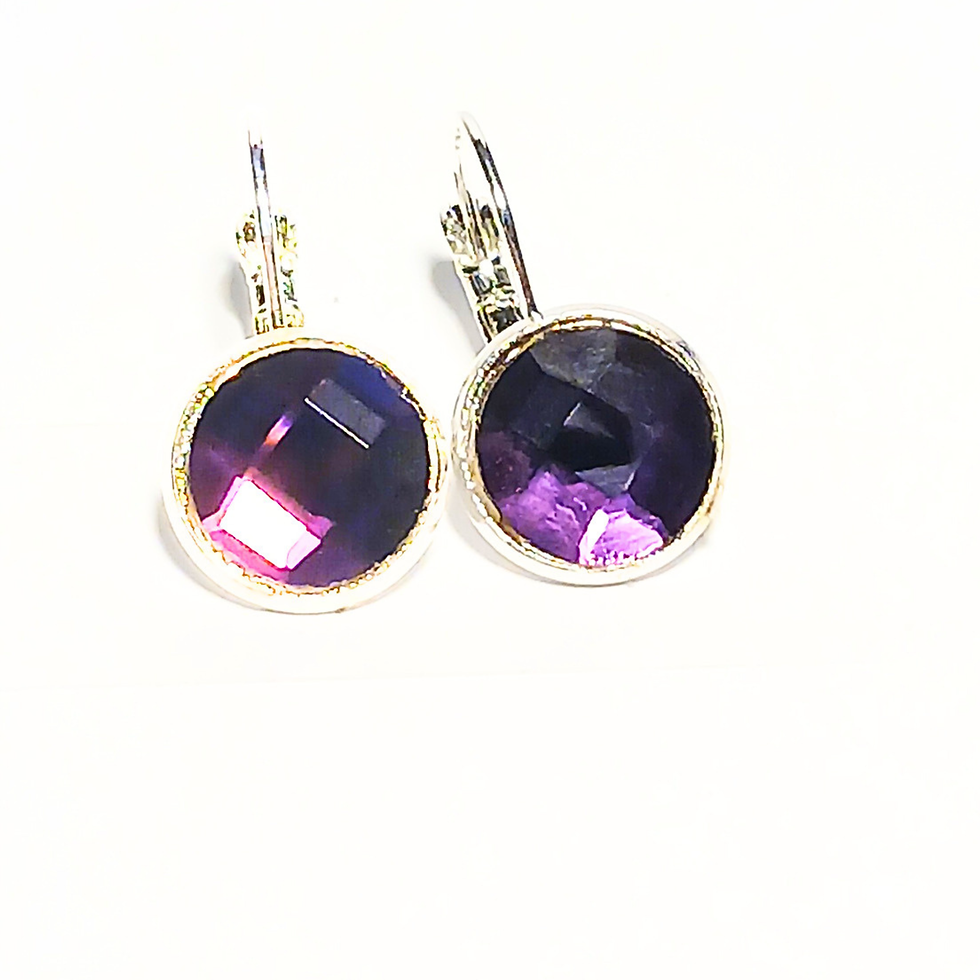 Thumbnail: Sterling Bezel Earrings with Rhinestones