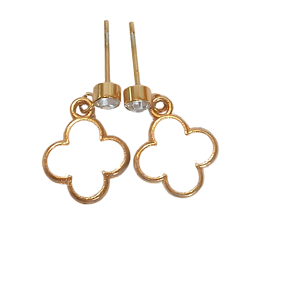 Thumbnail: Enamel Clover Charms on Rhinestone Posts