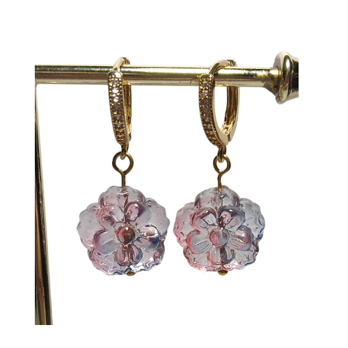 Thumbnail: Huggies with Glass Flower Drops