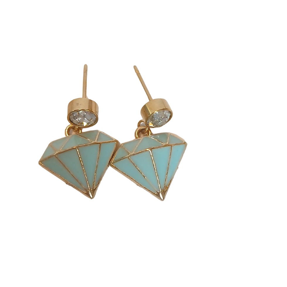 Thumbnail: Enamel Diamond Earrings on Rhinestone Posts