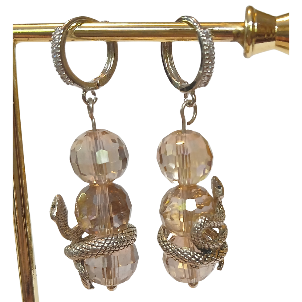Thumbnail: Semi Precious or Glass Bead Earrings with Snake Wrap Bead